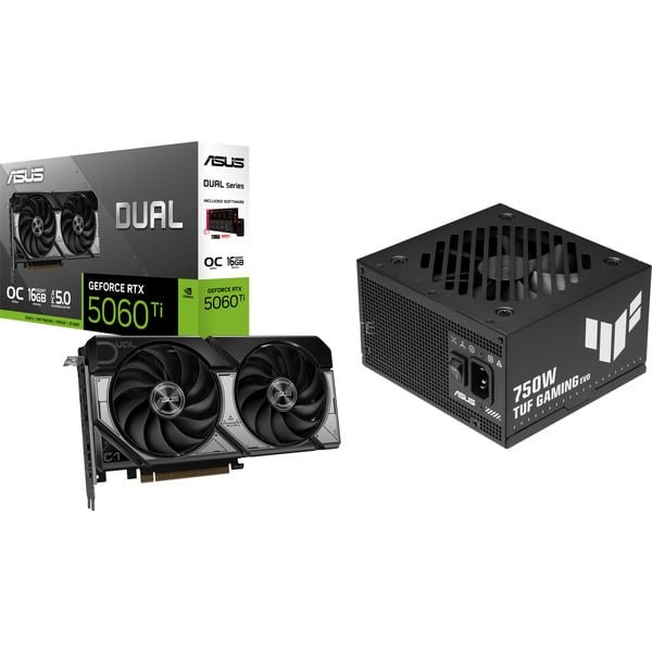 Upgrade Kit ASUS DUAL GeForce RTX 5060 Ti OC 16G + TUF Gaming Bronze EVO modulaire 750 watt - Image 1