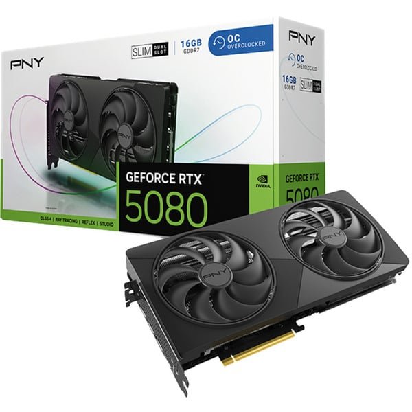 PNY_GeForce_RTX_5080_Slim_OC_grafische_kaart@@100197690-1.jpg PNY - GeForce RTX 5080 Slim OC grafische kaart - Image 1
